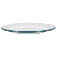 Load image into Gallery viewer, Argon Tableware White Enamel Dinner Plate - 25.5cm - Green
