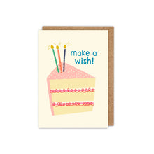 Load image into Gallery viewer, Illustrated &#39;Make a Wish!&#39; fun and cute cake birthday card
