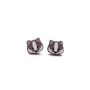 Badger Studs - wooden earrings