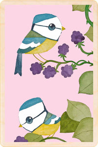 Blue Tits sustainable wooden postcard