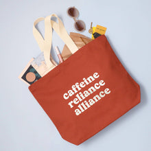 Load image into Gallery viewer, Caffeine Reliance Alliance - Rust Tote Bag
