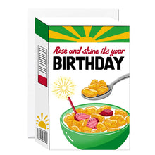 Load image into Gallery viewer, Rise &amp; Shine Birthday Card | Healthy Cereal Box Vintage Art
