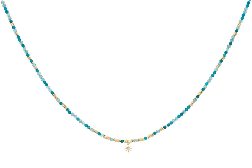 Yolanda Apatite & Gold Star Charm Necklace