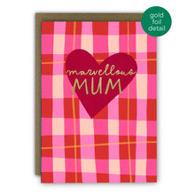Load image into Gallery viewer, Cute Mother’s Day Card - Pink Tartan Marvellous Mum Gold
