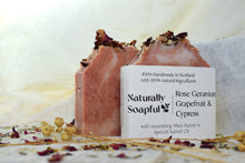 Load image into Gallery viewer, Rose Geranium, Grapefruit &amp; Cypress Handmade Soap Bar
