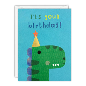 Birthday Dinosaur with Hat Minnows Card