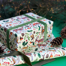 Load image into Gallery viewer, Christmas Woodland animals wrapping paper: 500mm x 700mm flat sheets
