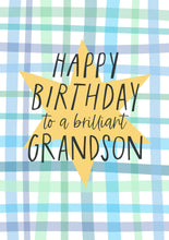 Load image into Gallery viewer, Happy Birthday to a Brilliant Grandson Plaid Birthday Card
