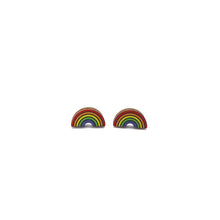 Load image into Gallery viewer, Bright Rainbow Studs - wooden earrings
