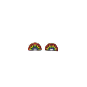 Bright Rainbow Studs - wooden earrings