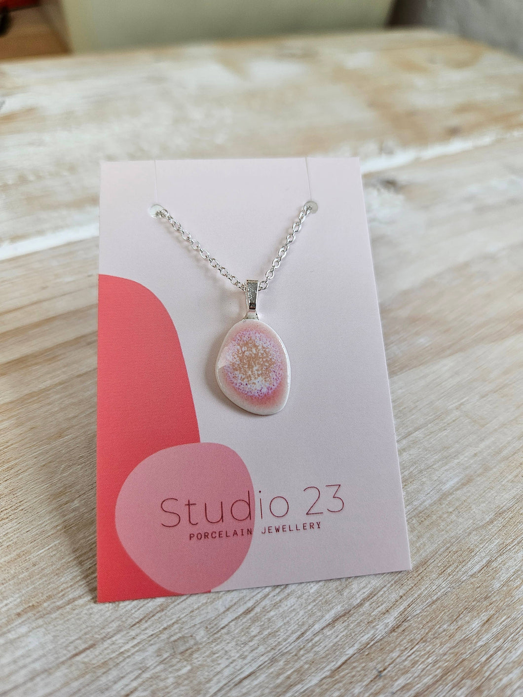 Porcelain Pebble Pendant: Blush Pink