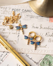 Load image into Gallery viewer, Dragonfly Charm Huggie Earrings
