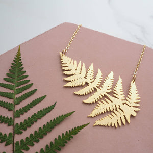 Statement Gold Fern Necklace