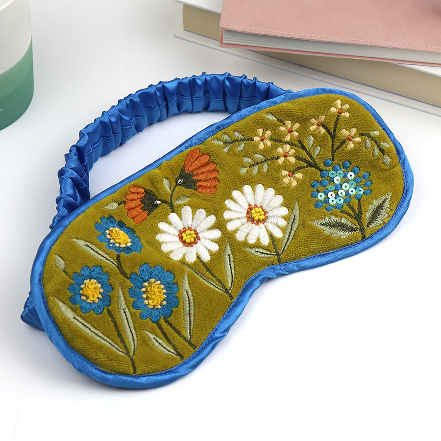 Chartreuse Velvet Wildflower Eye Mask