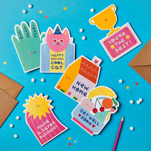 Load image into Gallery viewer, Trophy Congratulations Card | Die-cut Greeting Card
