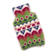 Load image into Gallery viewer, Imogen Fluffy Blue Lime And Pink Mix Knit Hot Water Bottle
