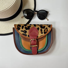Load image into Gallery viewer, Olivia Navy Blue Leopard Upcycled Leather Handbag
