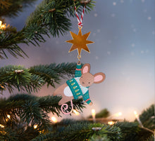 Load image into Gallery viewer, GREEN HANGING MOUSE CHRISTMAS DECORATION
