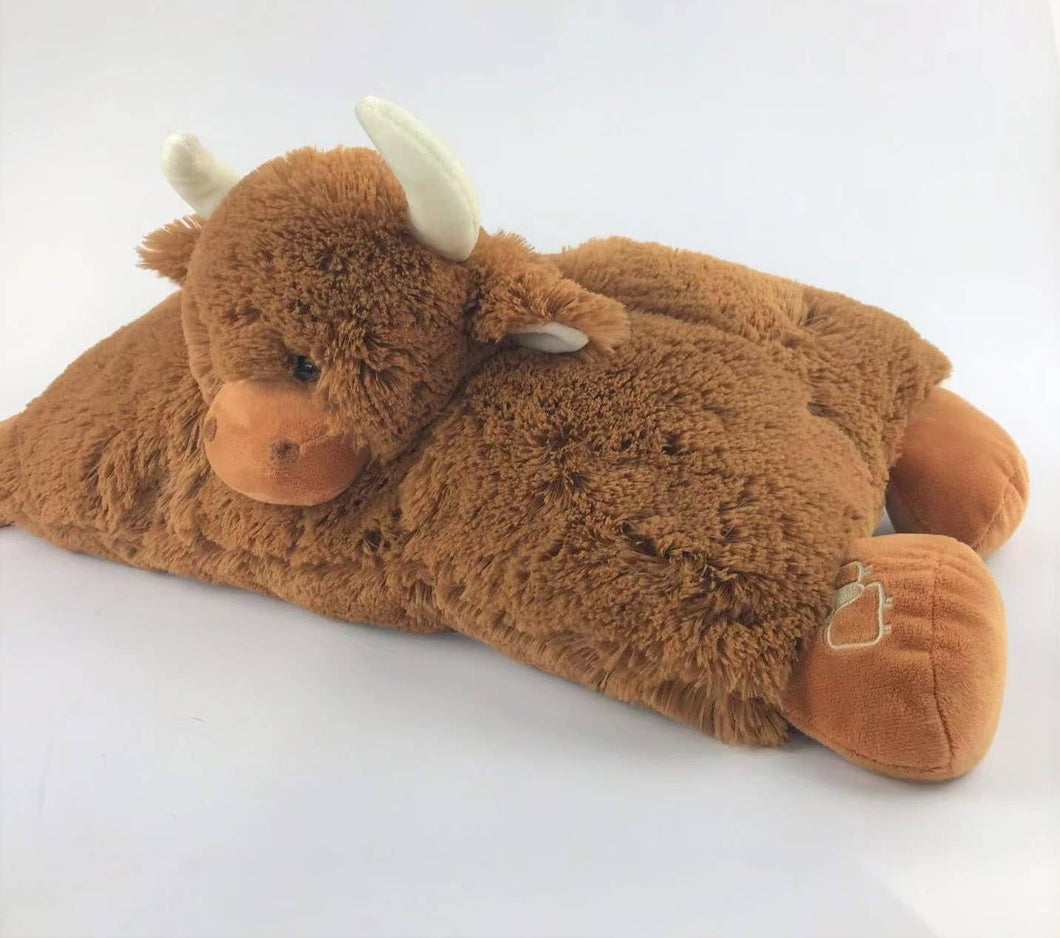 Highland Cow Sofa Tidy Soft Toy Plush Brown - 26X24CM