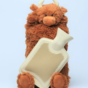 Highland Cow Hot Water Bottle Case/Pyjama case Brown -39cm