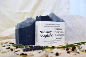 Charcoal, Cedarwood, Black Pepper & Lavender Handmade Soap Bar