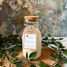 Load image into Gallery viewer, Saffron, Amber, Moss &amp; Fir - Pippin 200ml milk bottle candle with cork lid
