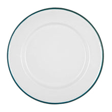 Load image into Gallery viewer, Argon Tableware White Enamel Dinner Plate - 25.5cm - Green

