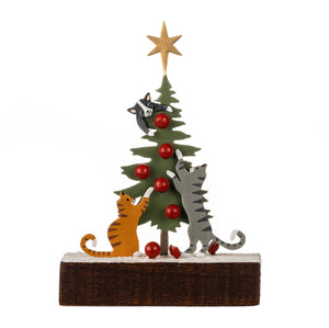 Cats Dressing Tree Christmas Tabletop Decoration
