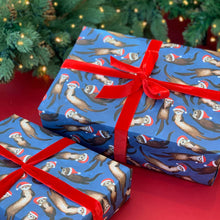 Load image into Gallery viewer, Christmas Otter wrapping paper Sheets: 500mm x 700mm flat sheets
