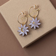 Load image into Gallery viewer, Sleepy Sun Hoops - Lilac Marble
