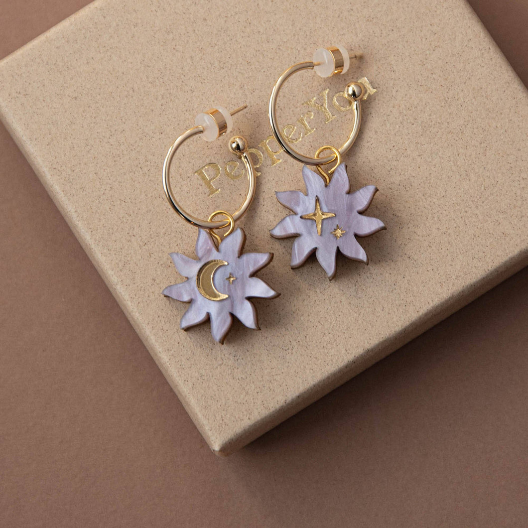 Sleepy Sun Hoops - Lilac Marble