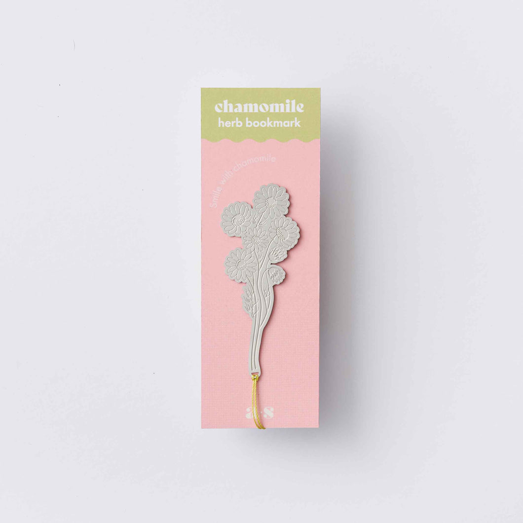 Chamomile Steel Metal Bookmark with Cord Marker