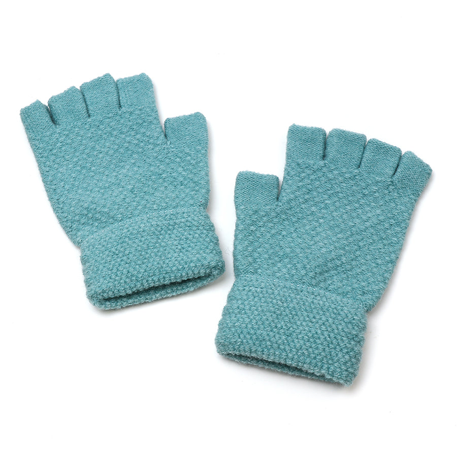 Aqua Knitted Fingerless Gloves