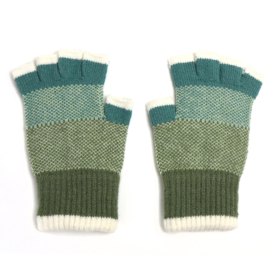 Grey, Sage and Mint Fingerless Gloves