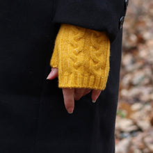 Load image into Gallery viewer, Mustard Cable Knit Wrist Warmers
