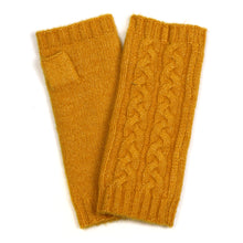 Load image into Gallery viewer, Mustard Cable Knit Wrist Warmers
