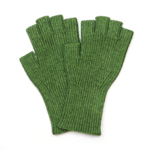 Load image into Gallery viewer, Yasmin Recycled Blend Green Ribbed Fingerless Gloves
