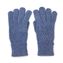 Load image into Gallery viewer, Charlotte Recycled Denim Blend Blue Cable Knit Gloves
