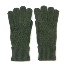Load image into Gallery viewer, Charlotte Recycled Blend Moss Green Cable Knit Gloves
