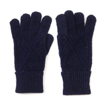 Load image into Gallery viewer, Charlotte Recycled Blend Navy Blue Cable Knit Gloves
