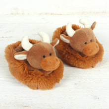 Load image into Gallery viewer, Jomanda Highland Cow Plush Baby Soft Slippers House Shoes 0-6m
