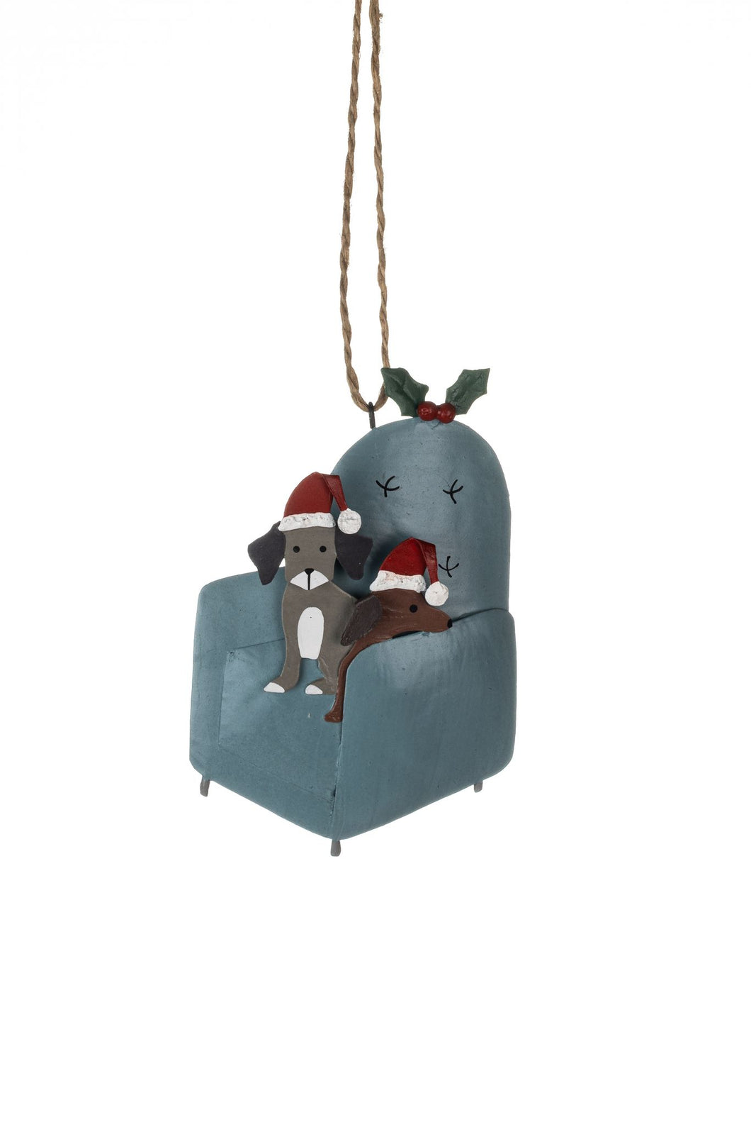 Armchair Dogs Hanging Christmas Decoration