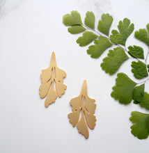 Load image into Gallery viewer, Maidenhair Fern Gold Stud Earrings
