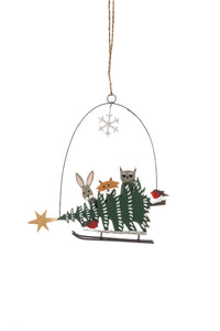 Animal Sled Hanging Christmas Tree Decoration