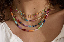 Load image into Gallery viewer, Molly Gold &amp; Rainbow Beaded Gemstone Necklace
