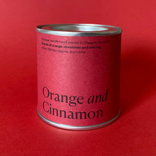 Load image into Gallery viewer, Christmas Label Orange and Cinnamon Soy Wax Candle Tin
