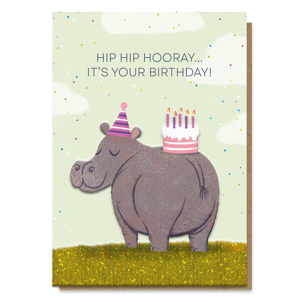 Hippobottomus Hip Hip Hooray Birthday Card