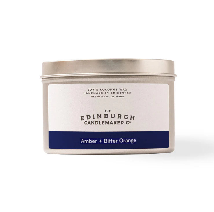 Amber + Bitter Orange Tin Candle - 35 hour - The Edinburgh Candlemaker Co