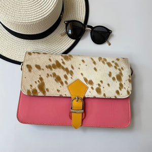 Blanche Pink Cow Upcycled Leather Handbag