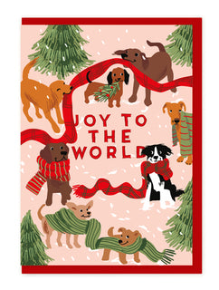 Dogs and Christmas scarves card